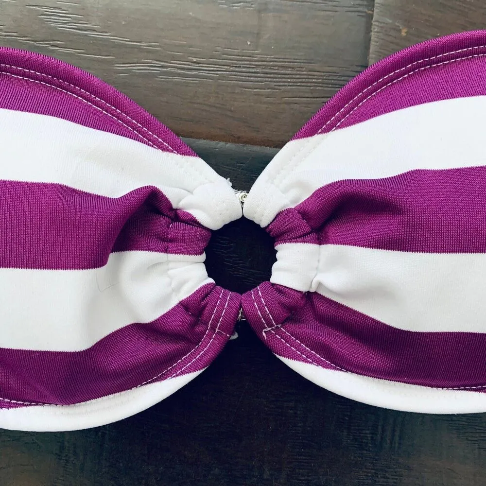 Target Xhilaration Bandeau Bikini Top - White & Purple Stripes | Size: S - Image 2