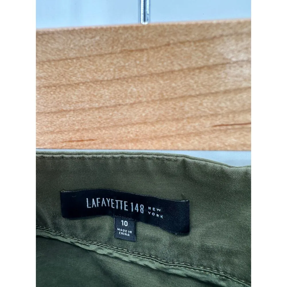 Lafayette 148 Olive Green Mini Cotton Blend Skirt Modest Feminine Womens Size 10 - Image 5