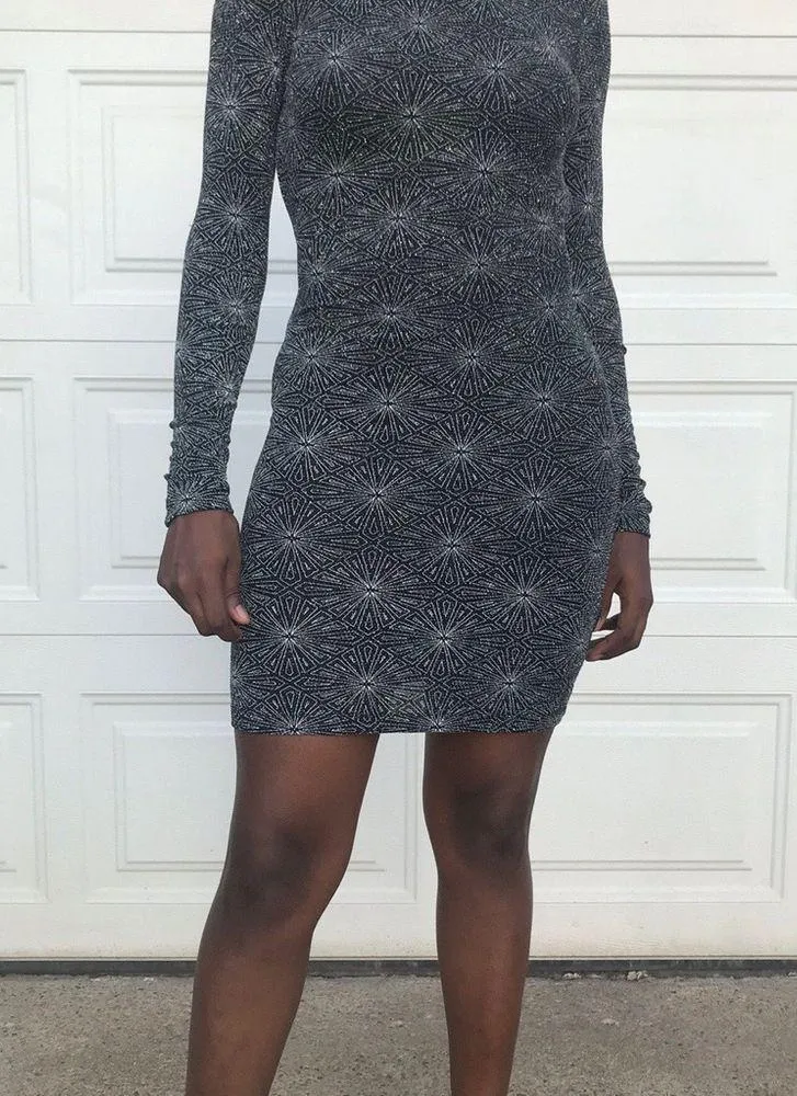 HM sparkly bodycon black silver glittery dress - Image 4