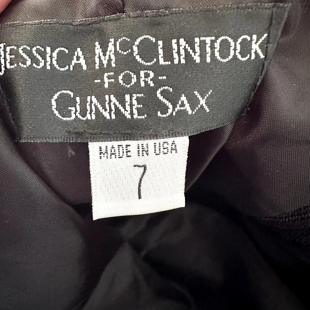 Jessica McClintock Gunne Sax Prom Dress Strapless Embellished Lace Gold Black 7 - Image 3