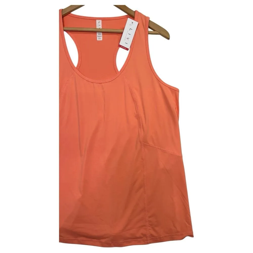 New Livi Lane Bryant Tank Top Womens 18 20 Orange Racerback Wicking Workout Yoga - Image 2