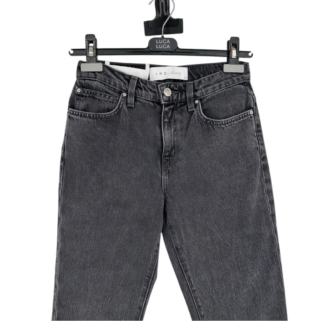 IRO Berry Cropped Flare Jeans Raw Hem size 24 NWT Faded Black Grey Gray - Image 4