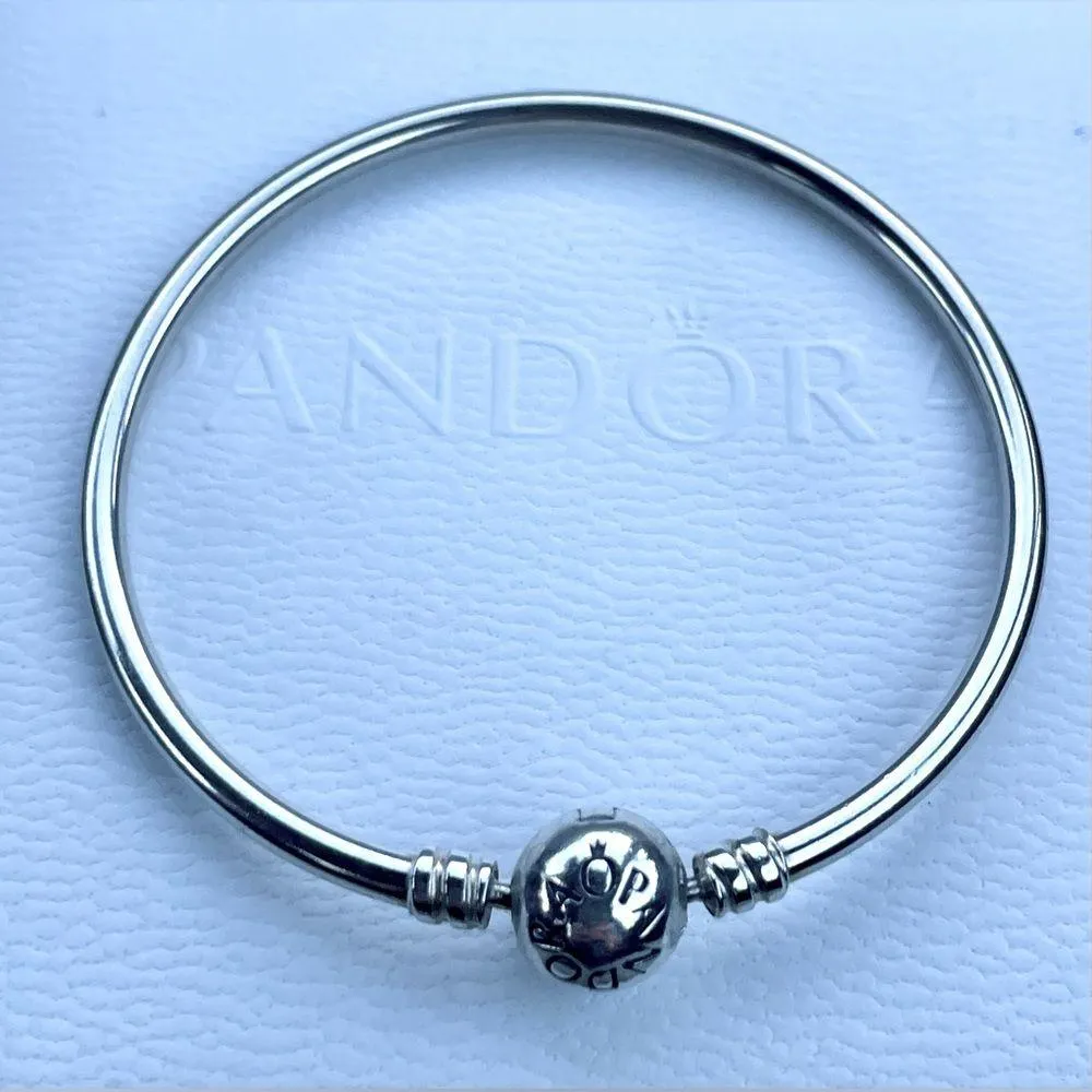 PANDORA Moments Sterling Silver Bangle Bracelet - 6.7” - EUC - Image 8
