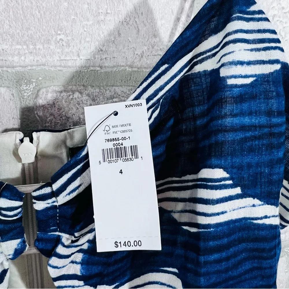 Banana Republic Factory NWT Bandeau Blue Zebra Midi Dress Size 4 - Image 11