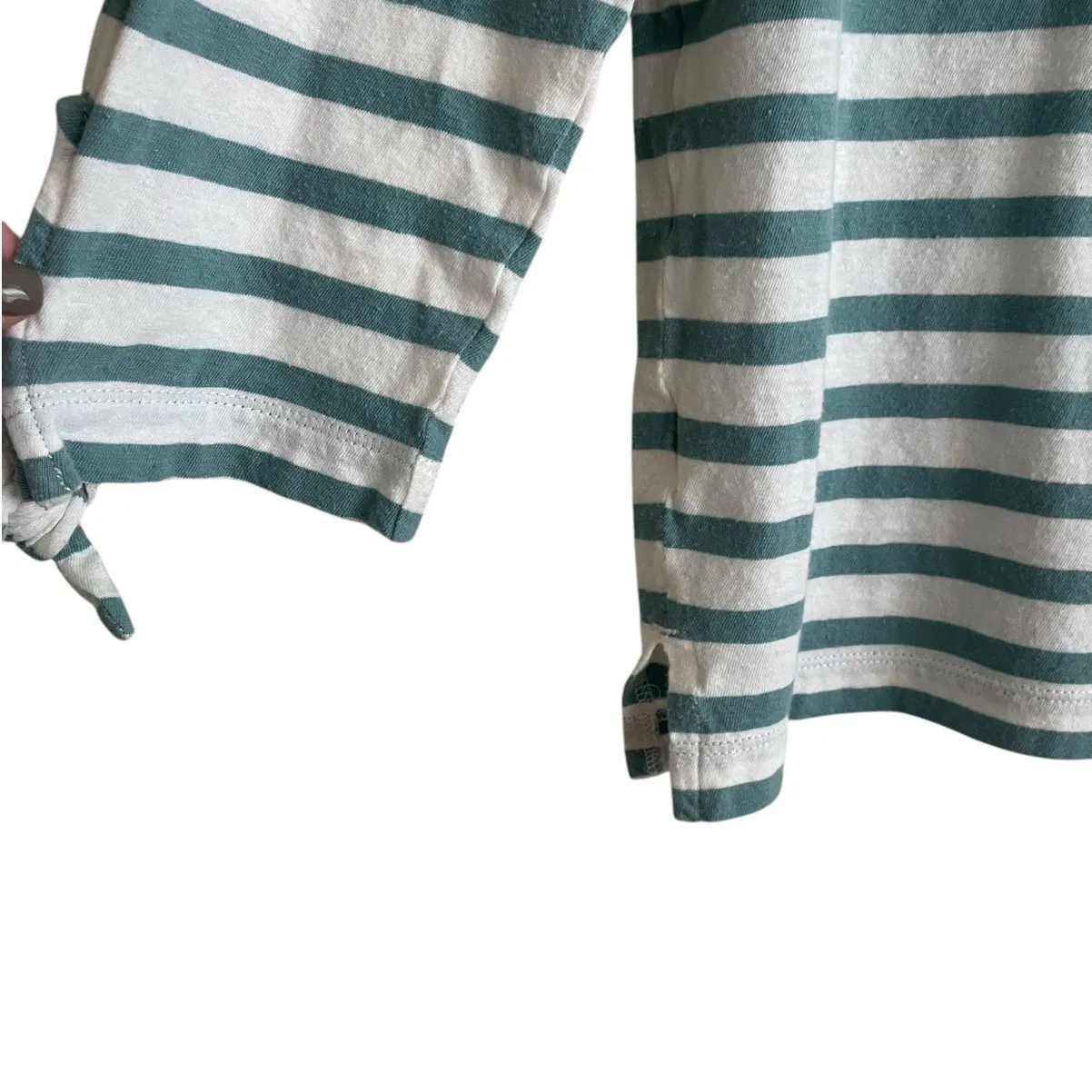 Madewell Women‎ Cropped Top S Green Striped Nautical Coastal Beachy Comfy Vacay - Image 7