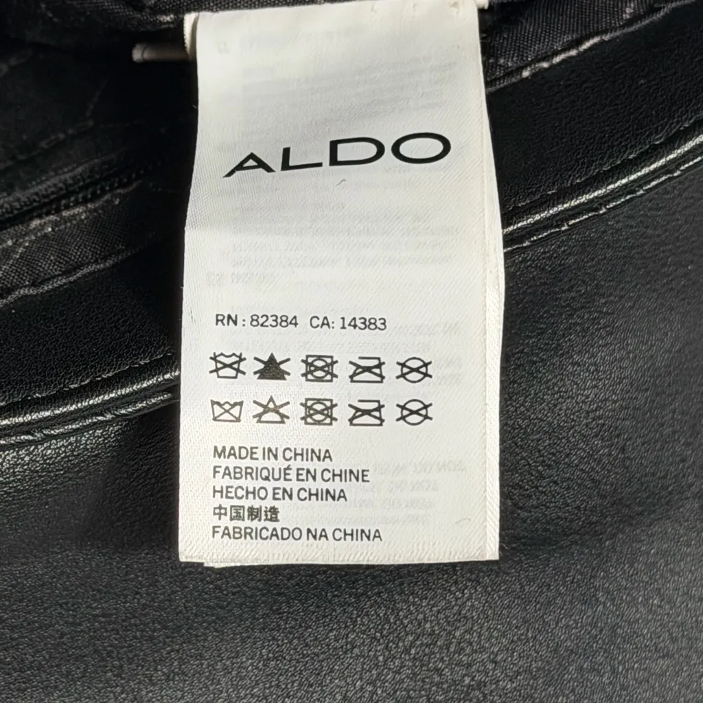 ALDO Black Textured Crossbody Bag Gold Chain Adjustable Shoulder Purse Handbag - Image 7