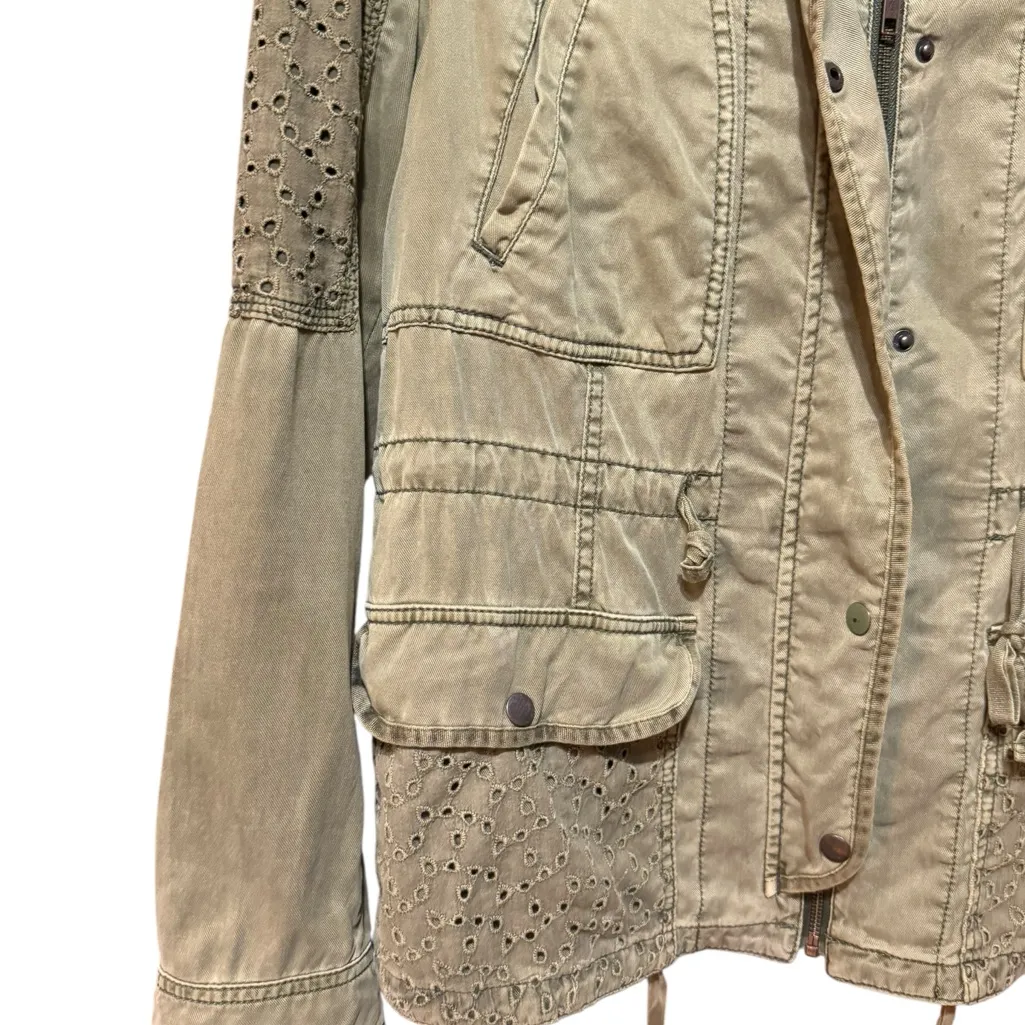 Anthropologie Hei Hei Olive Army Green Marais Utility Jacket Eyelet Pocket Sz M - Image 6
