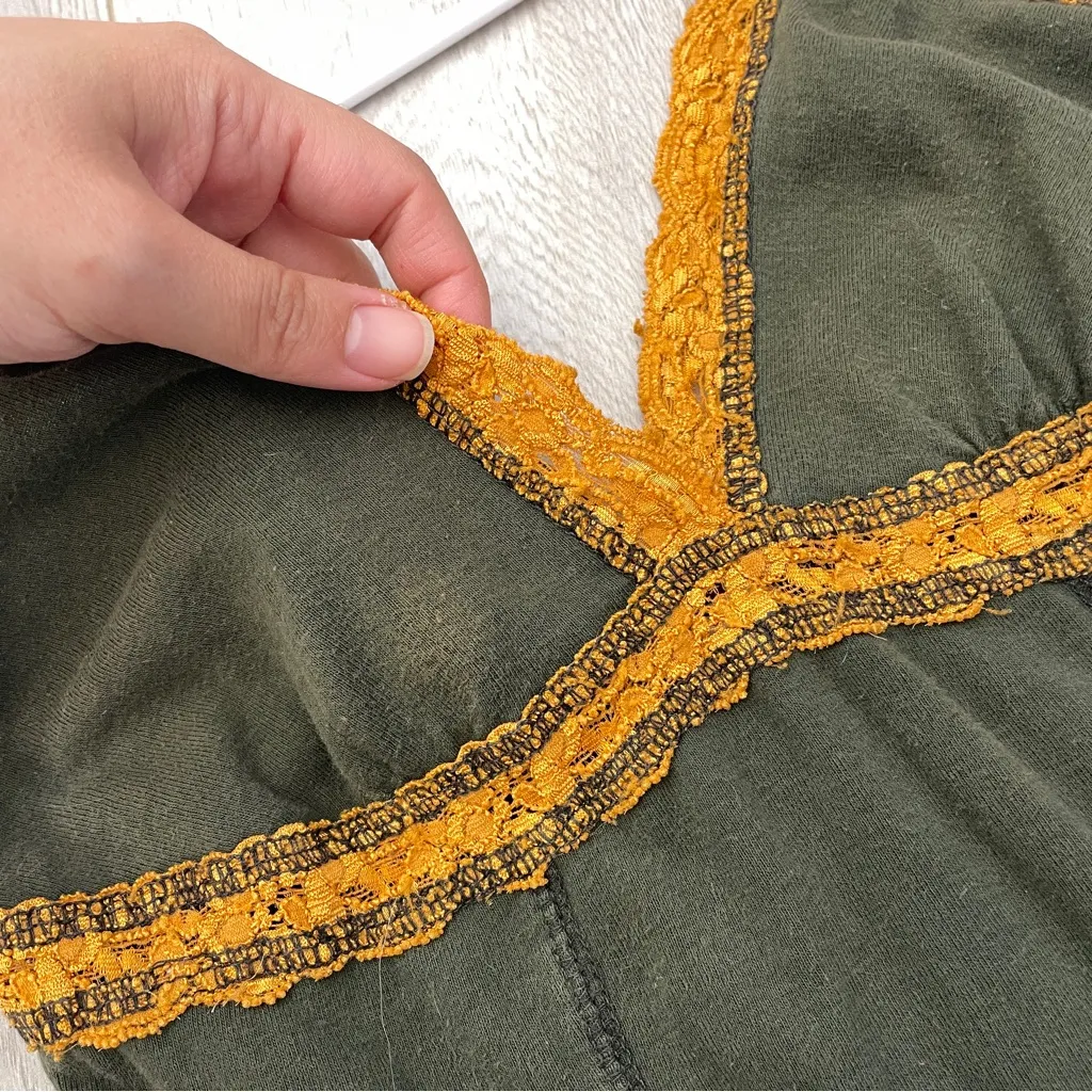 Y2K Lace Cami Tank Top crop womens Green Orange (small) vintage summer party - Image 5