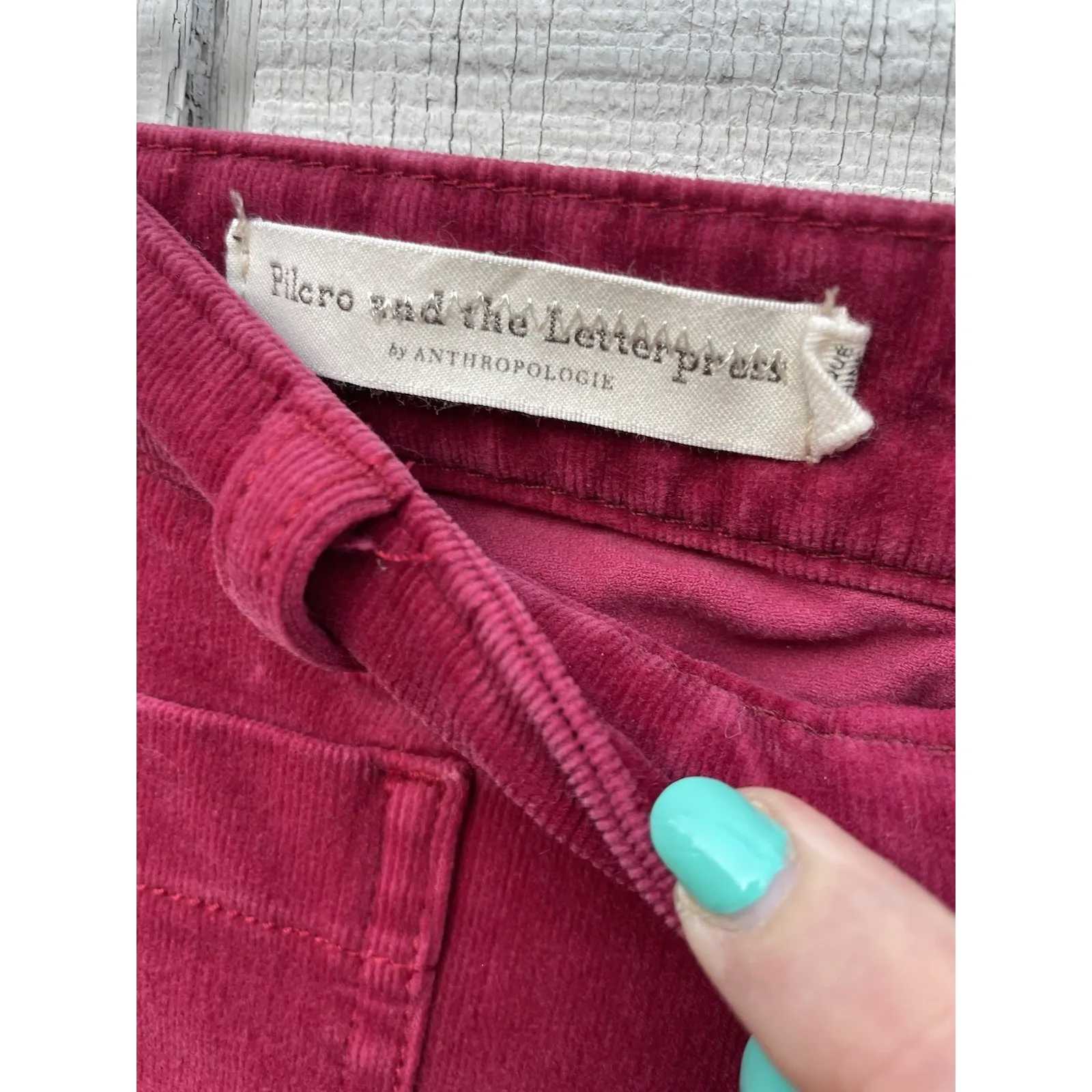 Pilcro And The Letterpress Corduroy Pants Women 26 (28x28) Straight Maroon Boho - Image 2