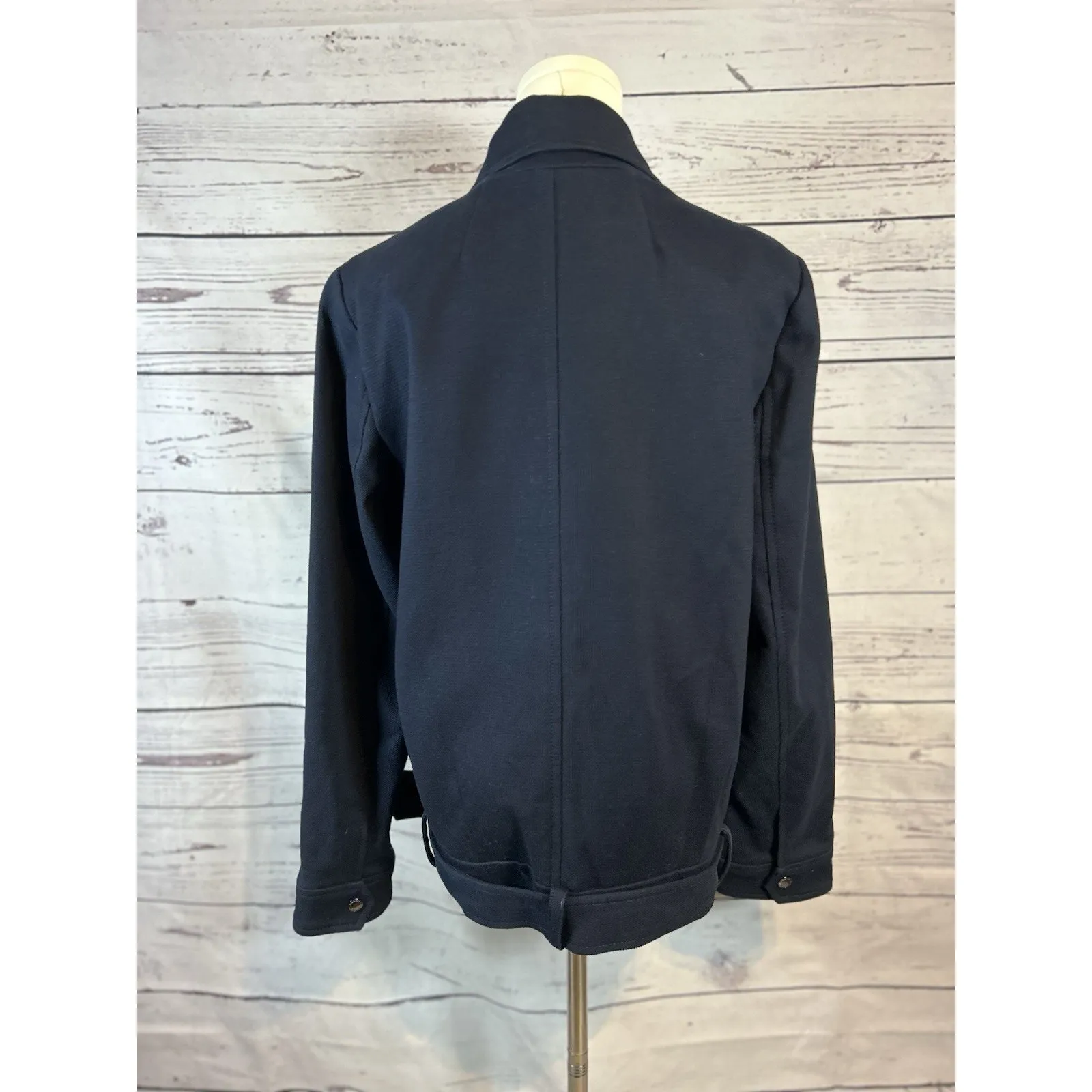 Banana Republic Navy Blue Moto Jacket Size M With Belt – Good Condition - Image 5