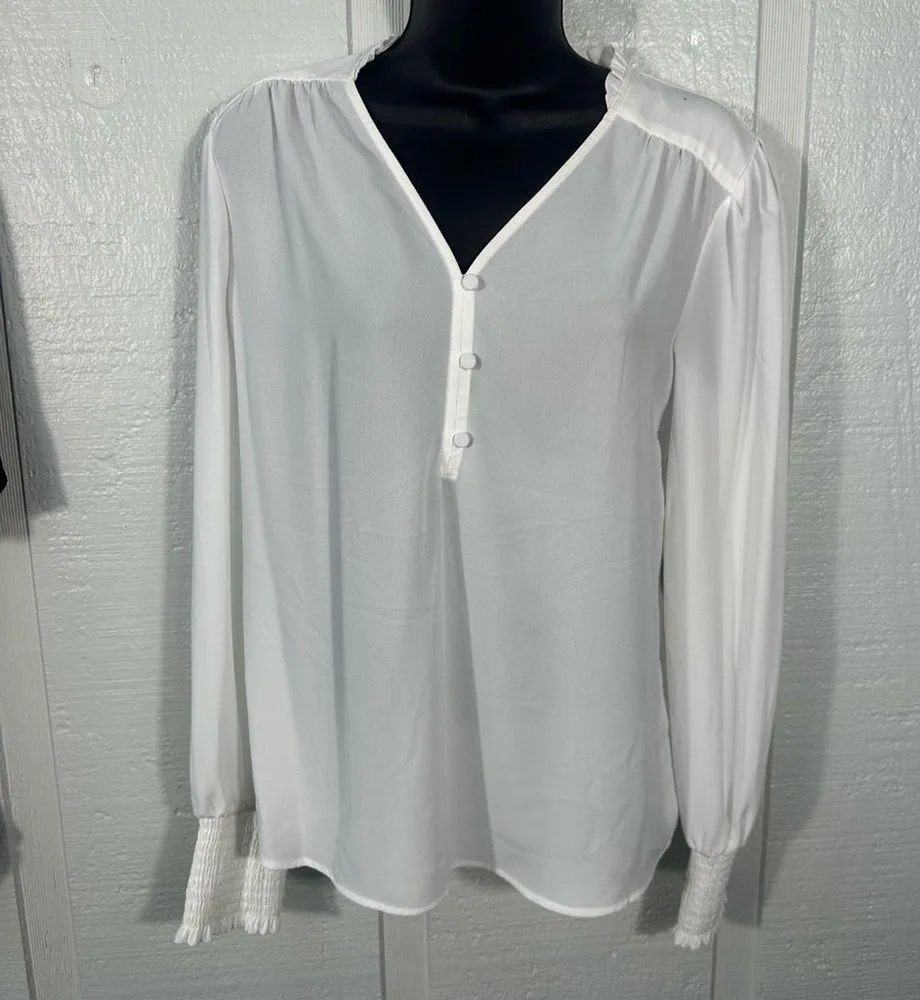 Calvin Klein Chiffon White Long Sleeve Blouse Size Small NWOT - Image 2