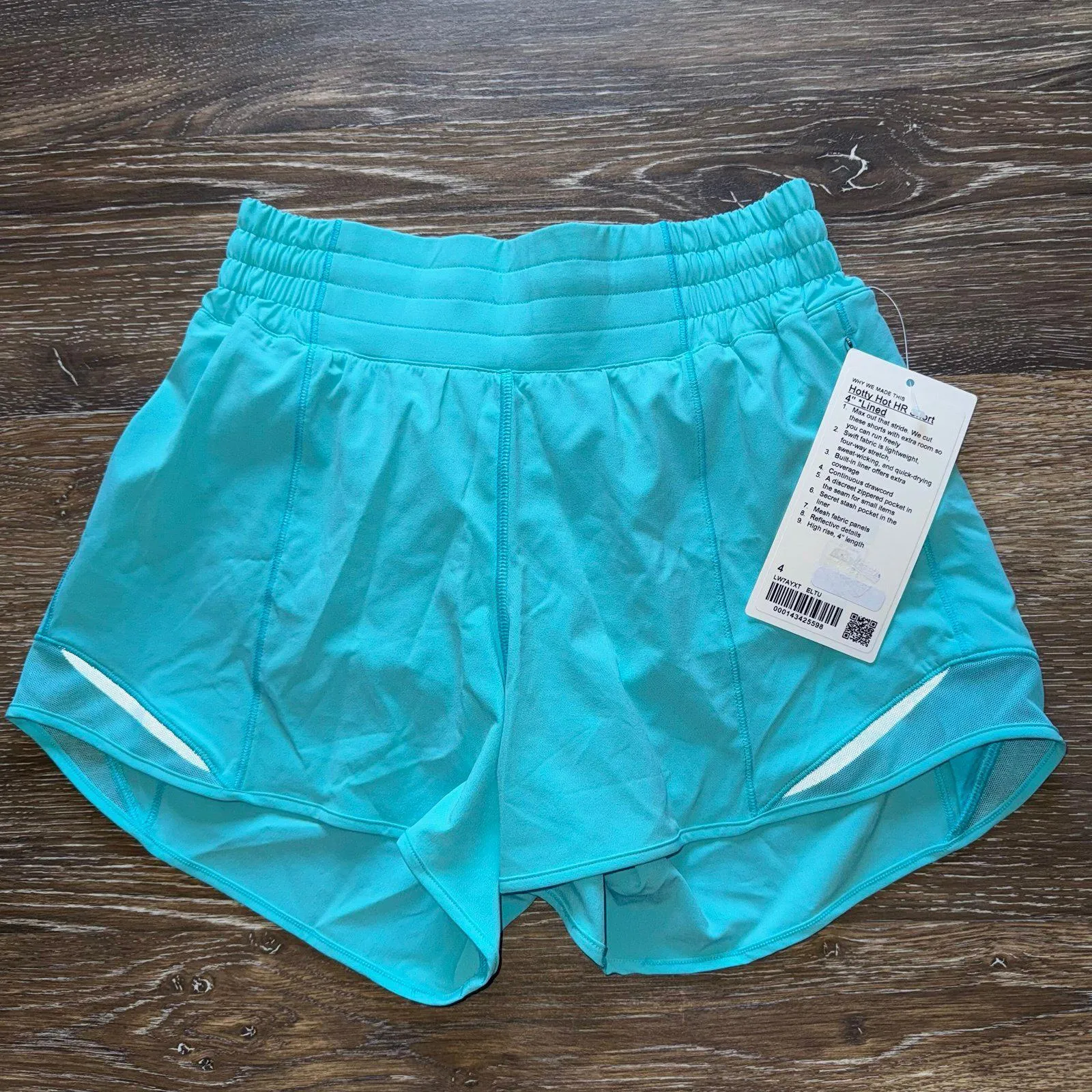 Lululemon Hotty Hot Short High Rise 4” Electric Turquoise Size 4 NWT - Image 2