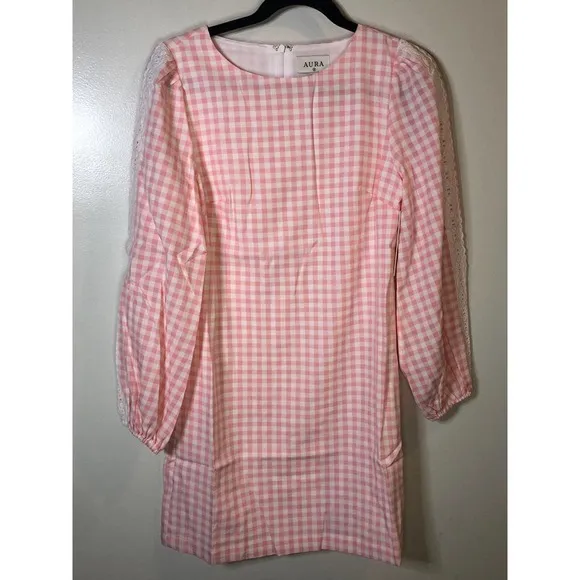 Pink Gingham Lace Girly Feminine Cottagecore Preppy Dress - Image 12