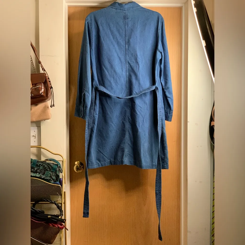 GAP Blue Long Sleeve Denim Dress With Waist Belt.      Size-Large Petite - Image 6