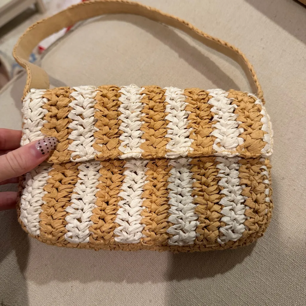 Anthropologie Striped Raffia Shoulder Bag in Beige - Image 3