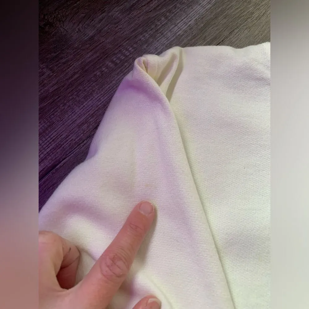 VTG Floral Embroidered Sweatshirt Crewneck Sweater Cream Blue Size M L White Size L - Image 9