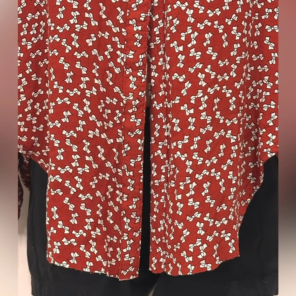 Faithfull The Brand Hosk Top Long Sleeve Pin Up Bow Red Size 4 Coquette Preppy - Image 8