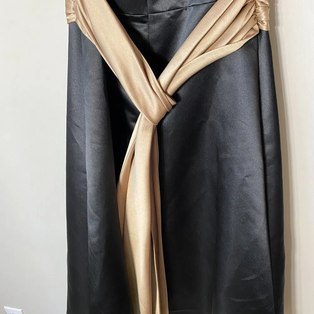 Bill Levkoff Women's Sz 6 Strapless Belted Sash Evening Formal Midi Dress Black - Image 12