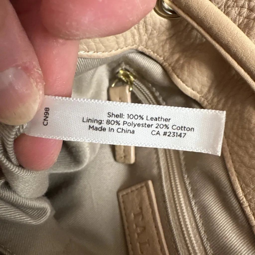 Talbots Pebbled Leather bucket Bag Purse Tan - Image 6