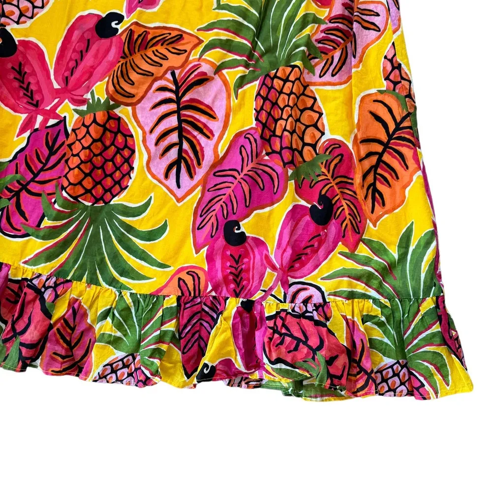 NEW Farm Rio Fruit Dream Maxi Dress Tropical Resort Yellow Pink Green Small - Image 8