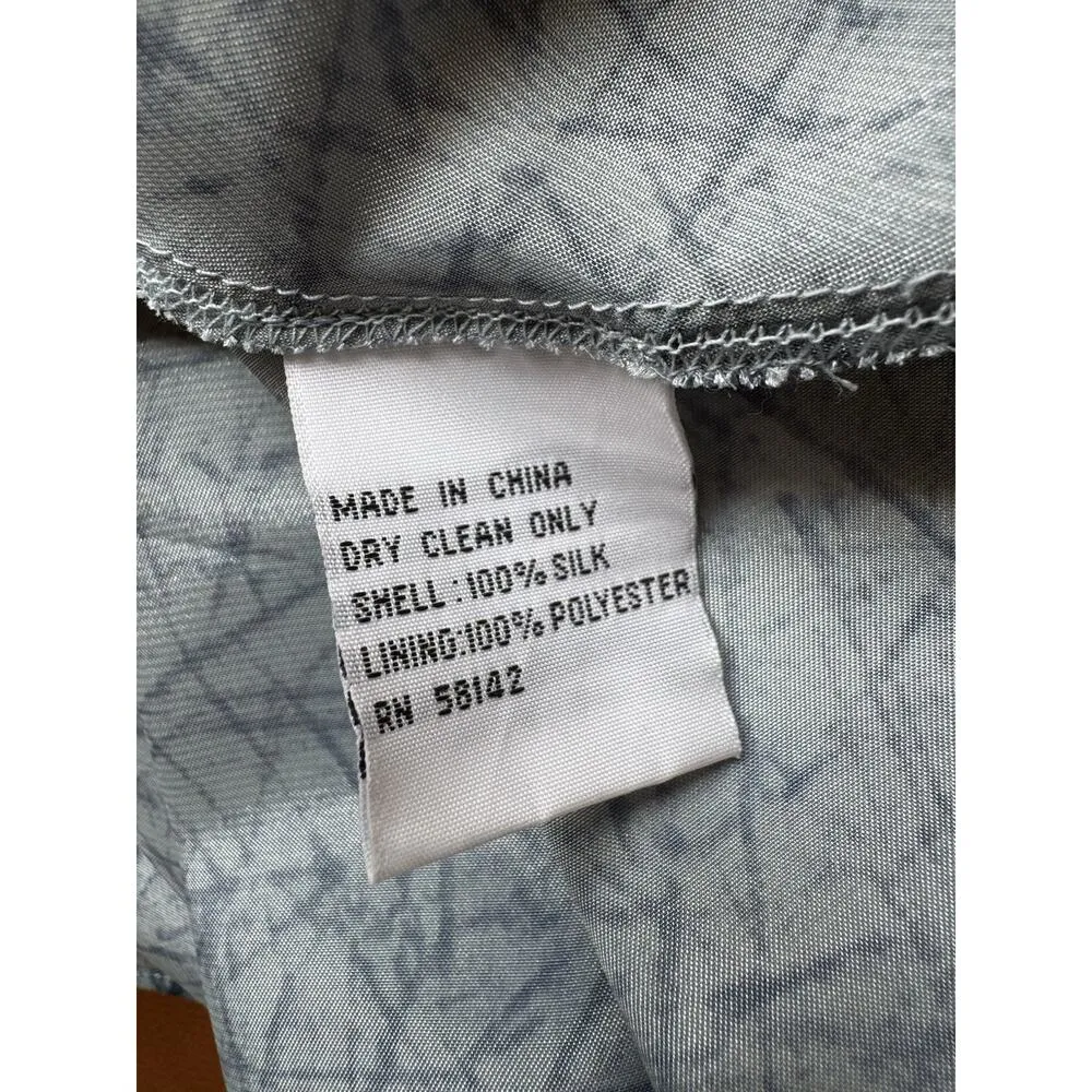 Talbots Pure Silk Blue Floral Babydoll Midi Dress Size 10 Fairy Cottage Coquette - Image 6