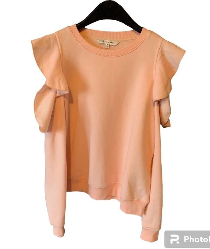 Rebecca Minkoff | Gracie Blush Pink Cold Shoulder Ruffle Sweater Size Small - Image 6