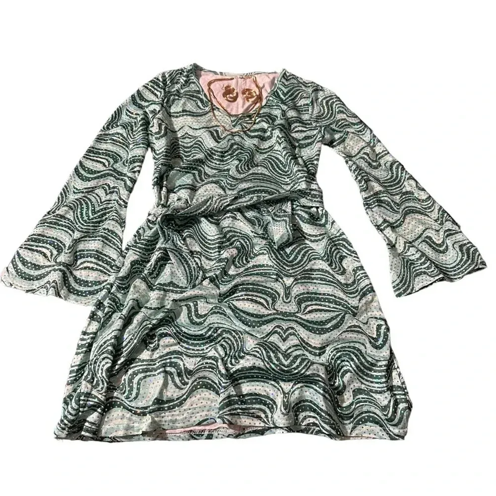 Hippie Disco 60s 70s Cosplay Costume Women Peace Love Girls Hip Dress Hippie Green - Image 2