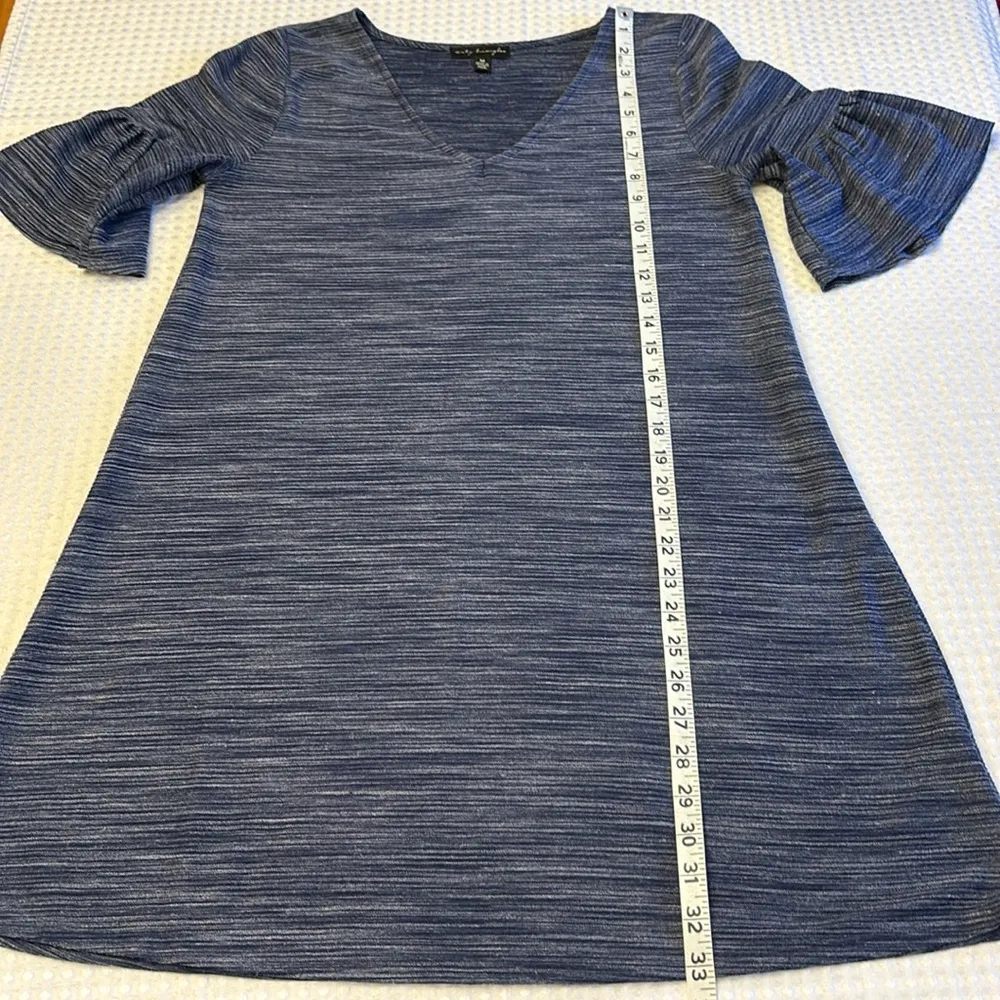 Shift Dress Size MEDIUM Denim Blue Heather Short Ruffle Sleeve - Image 13