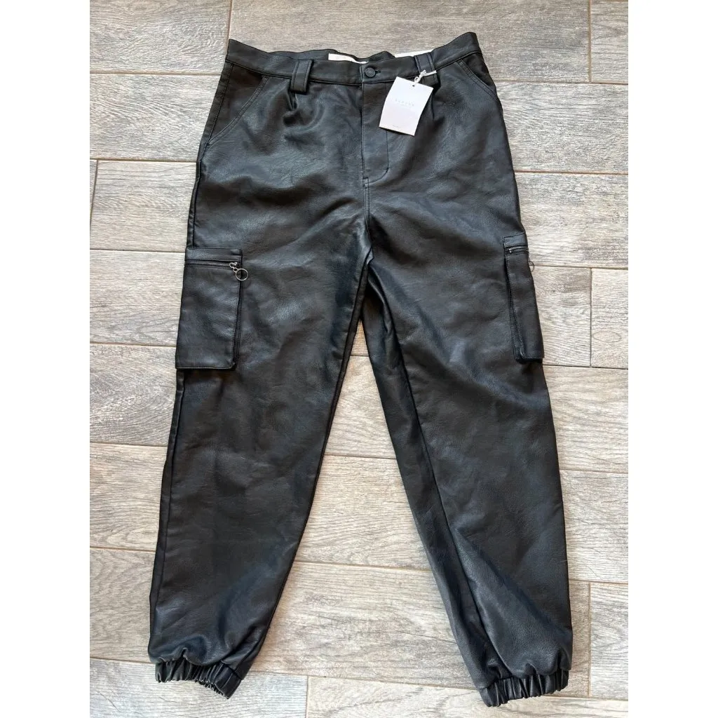 Kancan Rooney ultra high rise faux leather cargo jogger pants 13 30 NWT‎ Black Size undefined - Image 11