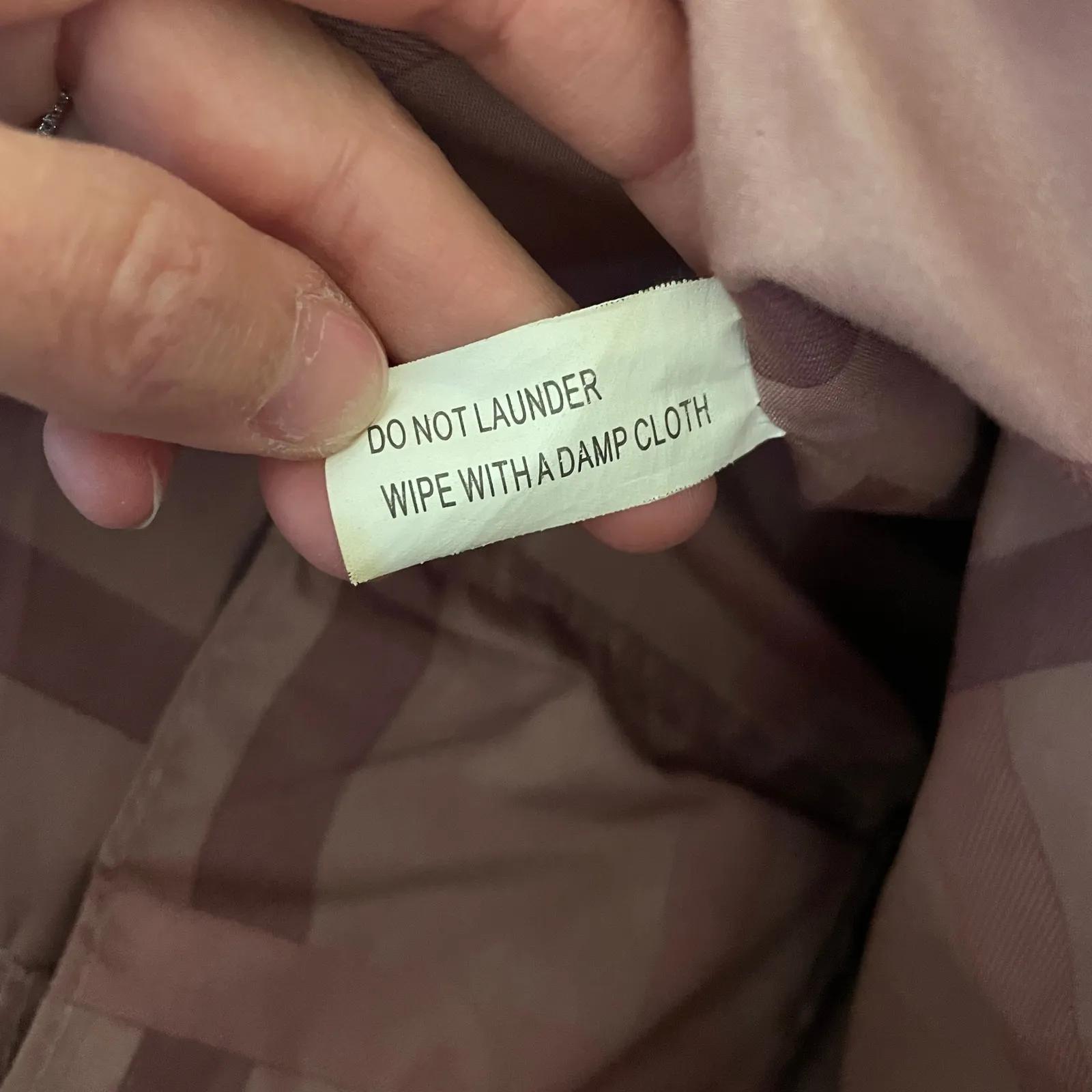 Joy Mangano Rose Gold Metallic Tote Bag Leather Handles Zipper Top Everyday Pink - Image 4