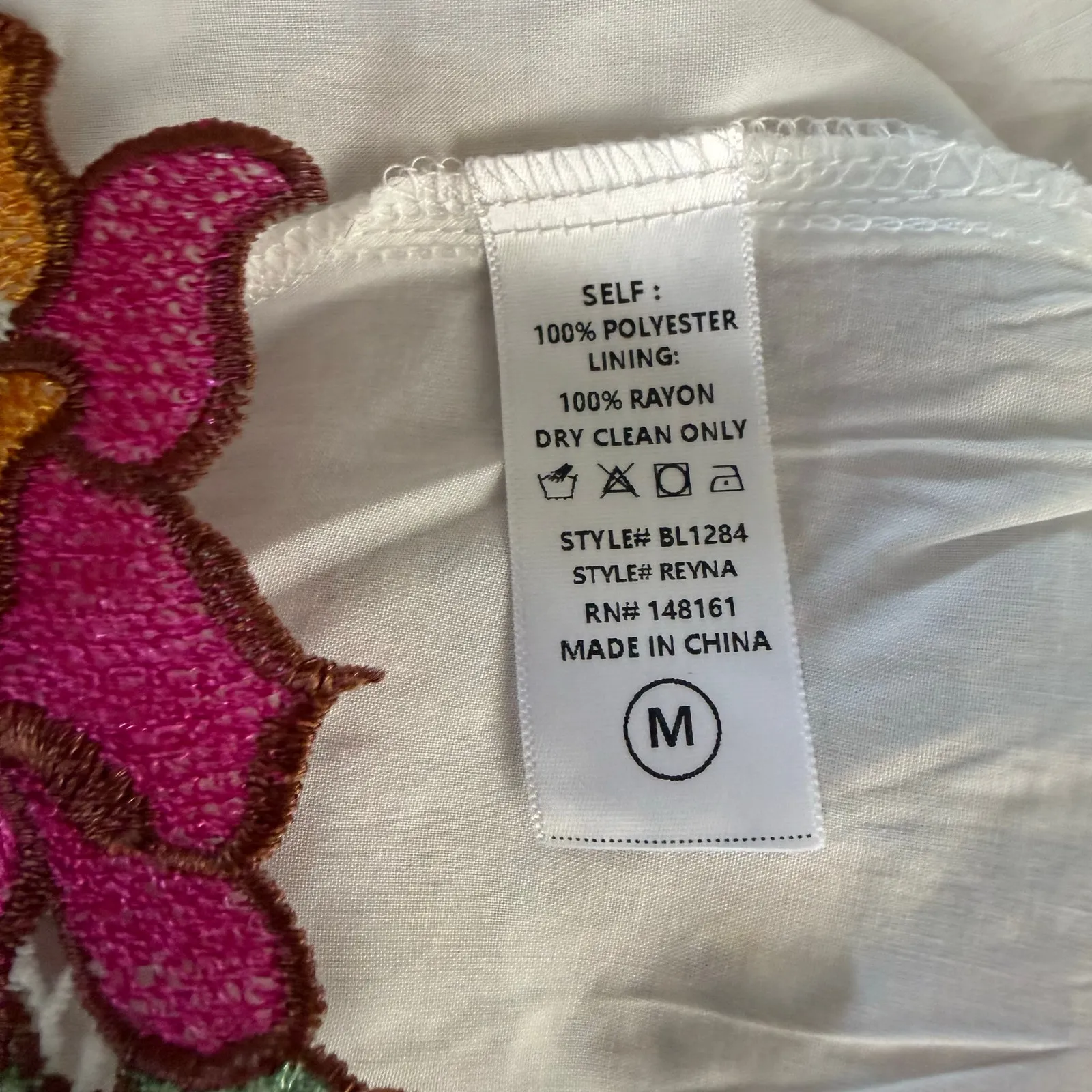 Buddy Love mini dress floral embroidery puff sleeves babydoll Pink Size M - Image 9