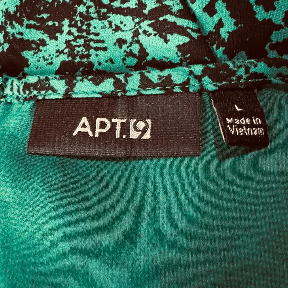 APT 9 Large Top Sleeveless Lined Abstract Rear Zip Scoop Neck Pleated Neck Green - Image 8