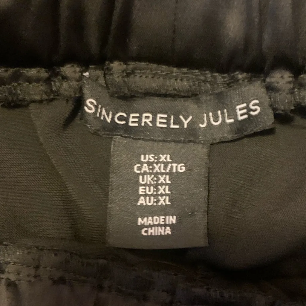 Sincerely Jules Wide Leg Pants XL Satin Black Wide Waistband High Waisted - Image 4