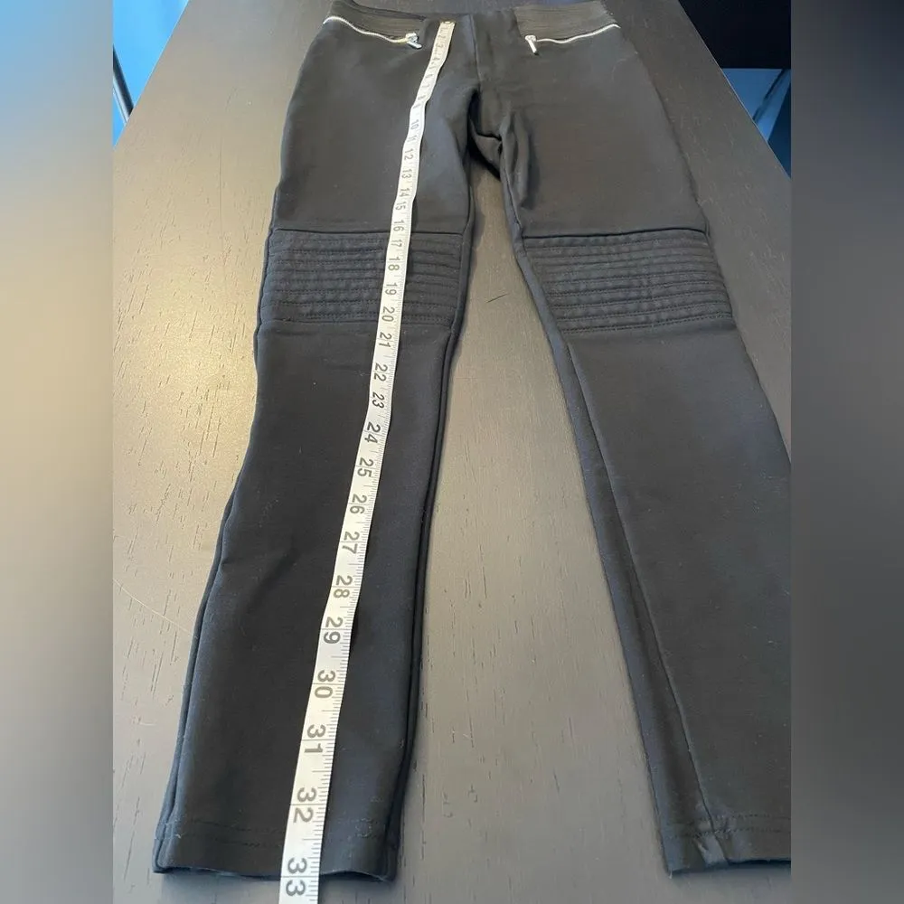 ZARA Basic Moto Zip Detail Ribbed Knee Exposed Elastic Waist Pant Women’s Size S - Image 7