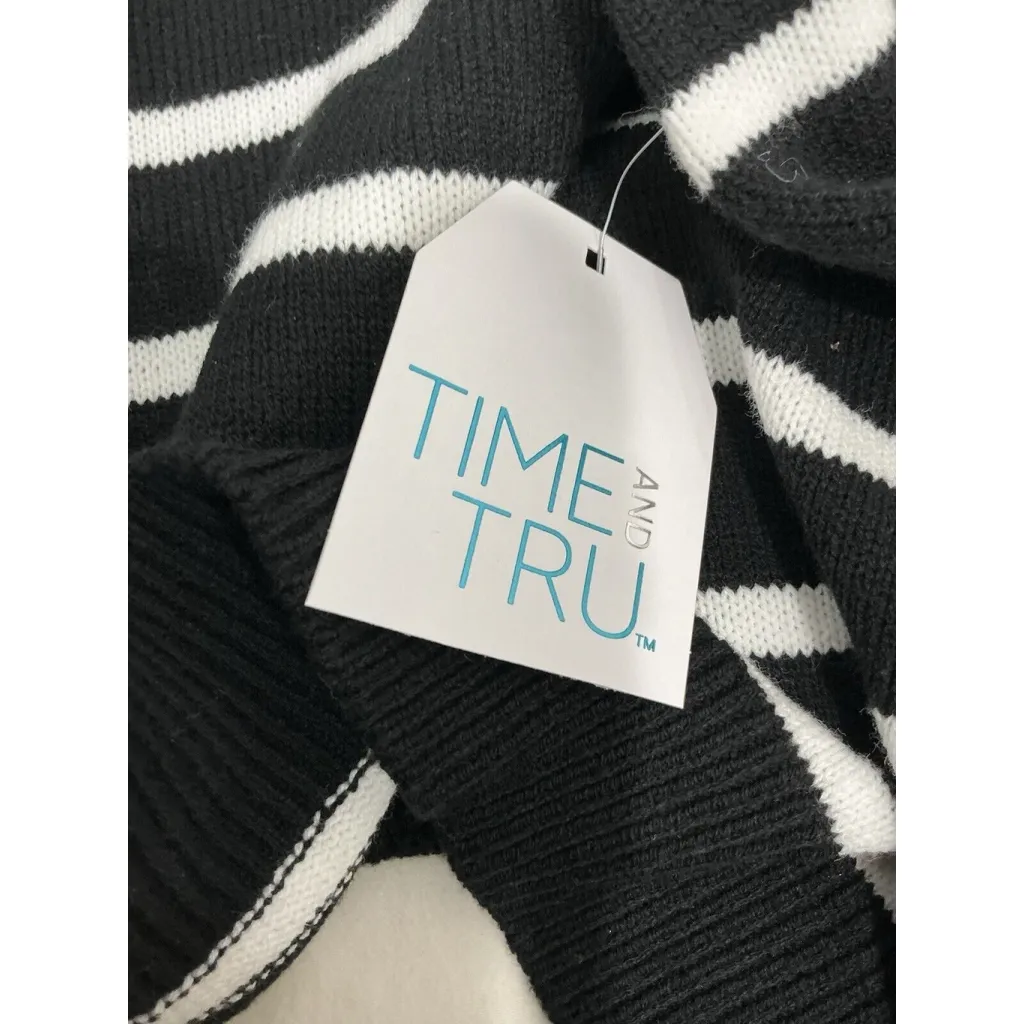 Womans Time & Tru Henley Sweater Pullover XXXL (22) Black White NWT - Image 7