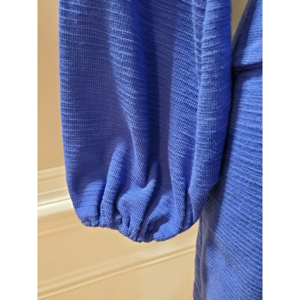 R. Vivimos Women Blue Polyester Round Neck Long Sleeve Knee Length Dress Size S - Image 4