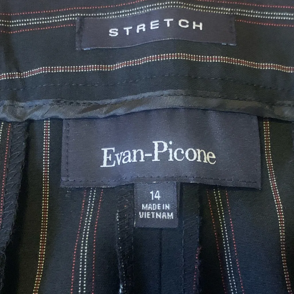 Evan Picone Slacks 14 Black Striped Dress Trousers Stretch Business Casual - Image 2
