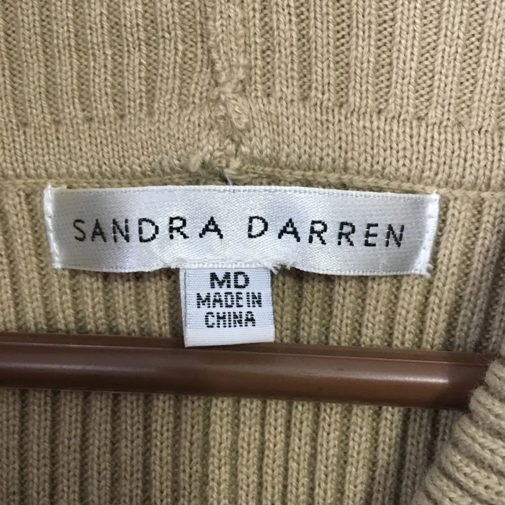 Sandra Darren • Tan Acrylic Cowl Neck Dress Size Medium Midi - Image 3