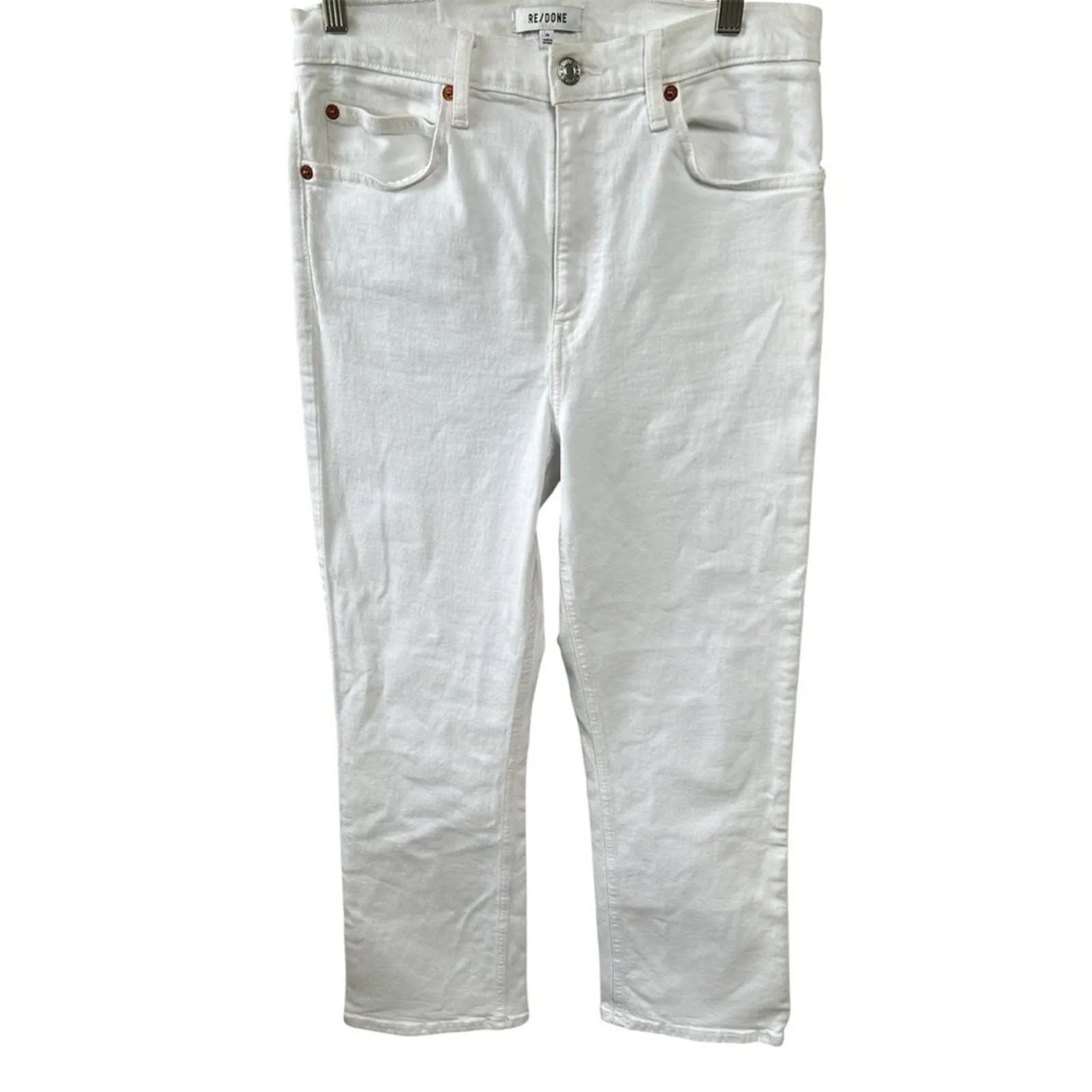 Re/Done 70s High Waisted Crop Boot Jeans White Size 29 Gently Used Quiet Luxury - Image 3