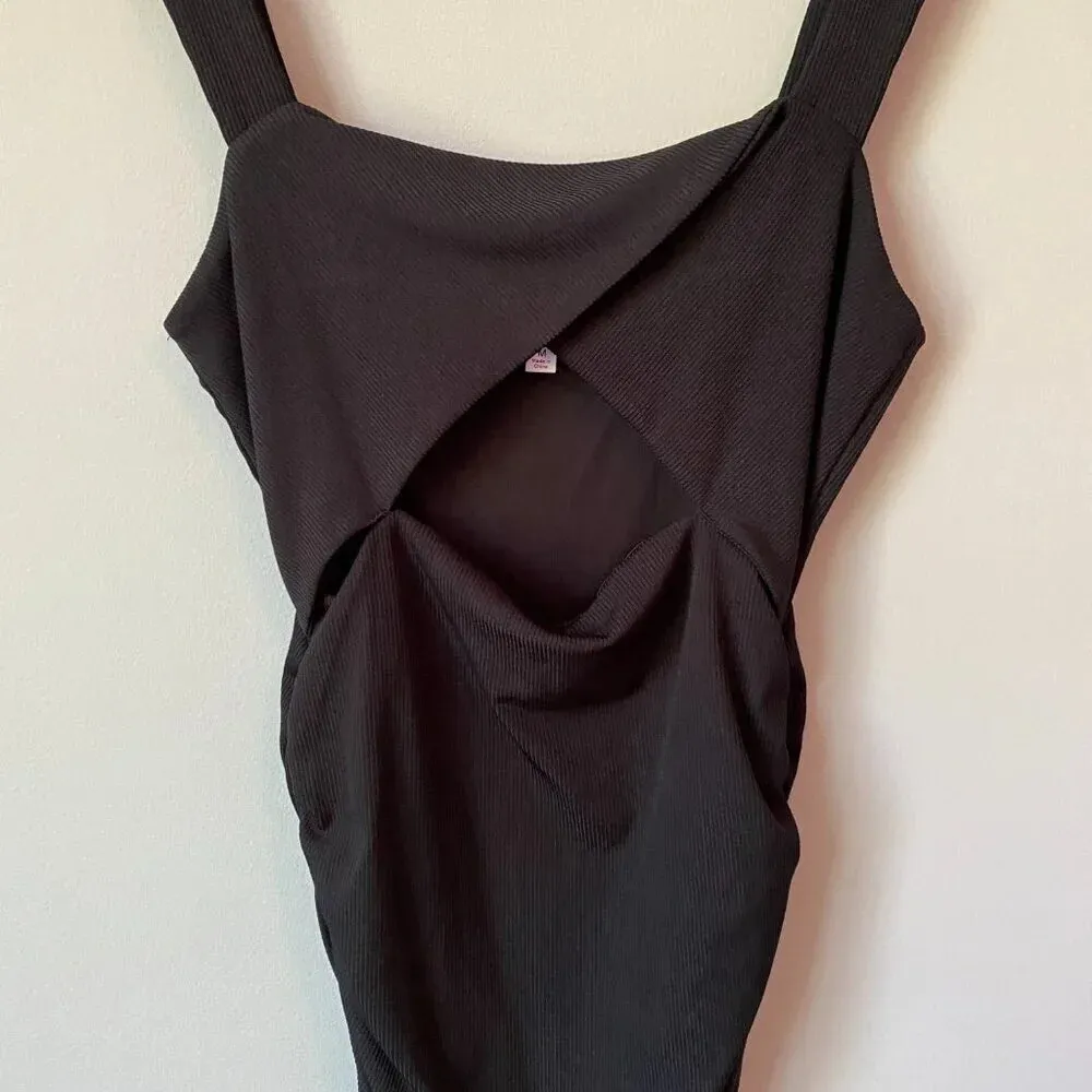 Mable Womens Medium Bodycon Cut Out Front Twist Mini Party Going Out Black Dress - Image 7