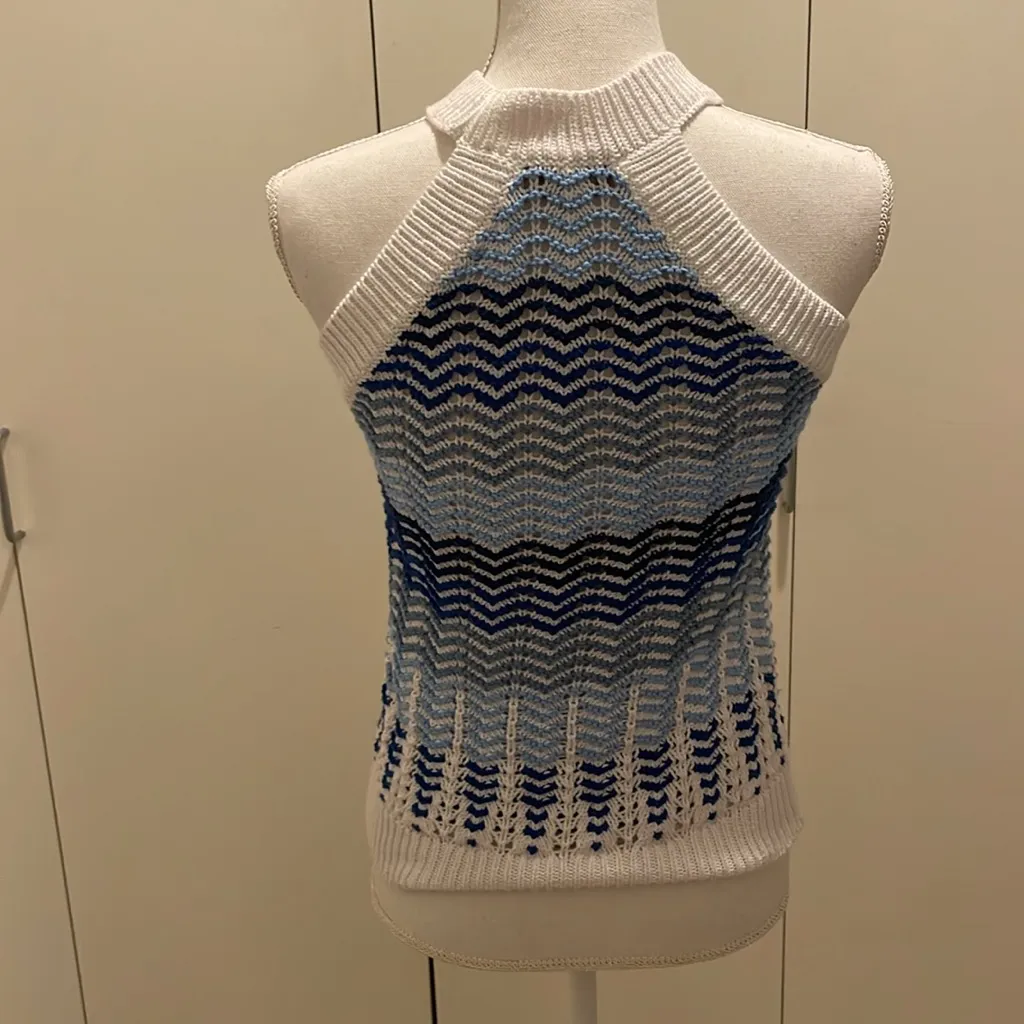 Loft blue knitted sleeveless sweater XS #63 - Image 5