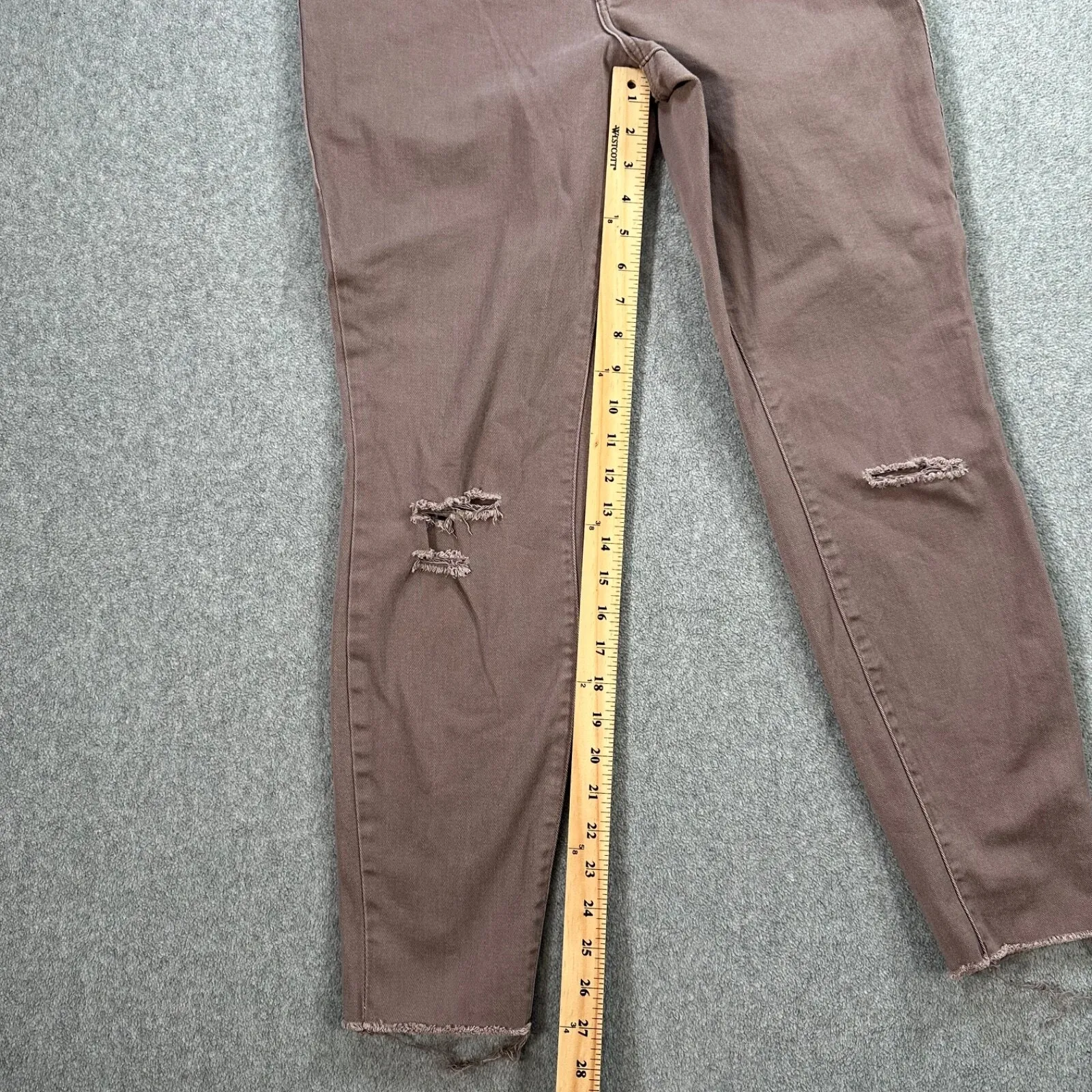 Rock & Republic Kashmere Taupe Brown Ripped Skinny Jeans Women's 12 Mid Rise - Image 6