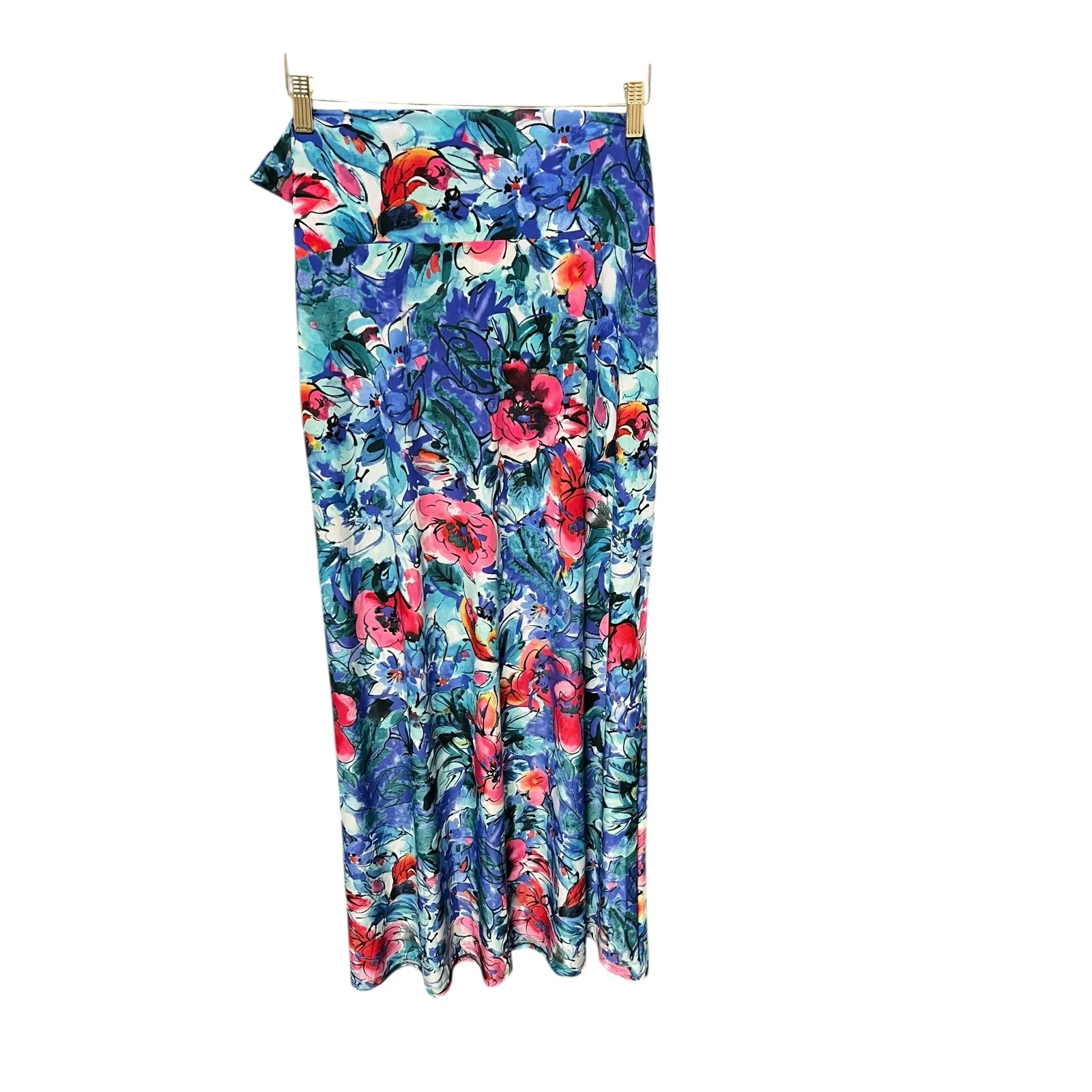 Agnes & Dora Floral Maxi Skirt Blue Multicolor Women's Plus 3XL Garden Wedding - Image 3