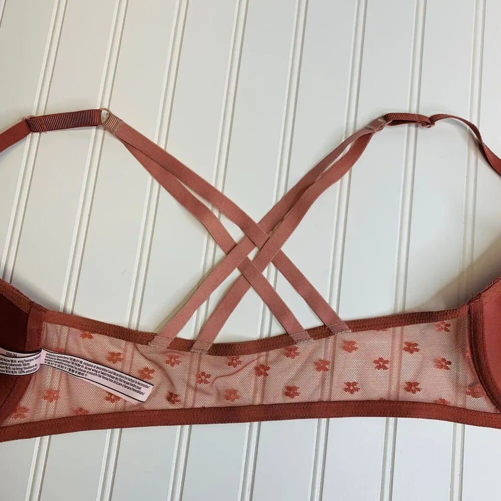 Victoria's Secret Terra Cotta Lace Underwire Demi Bra 32DD - Image 6