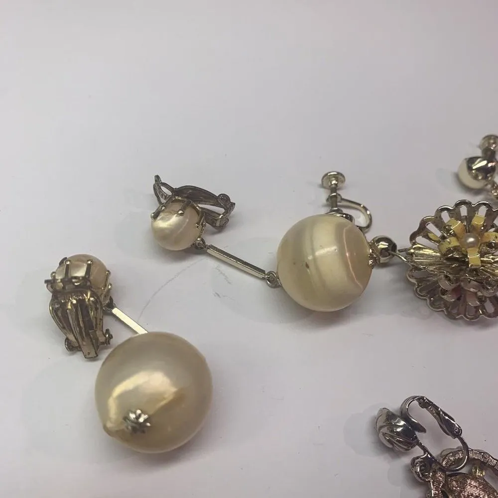 Lot Of 5 Costume Earrings Vintage Clip On Clip-on Screw On Dress up Dangle Mix - Image 8