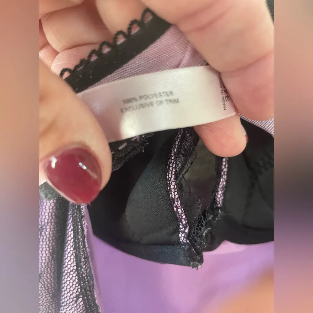 Victoria’s Secret lingerie Gown Purple Black Lace Size 34C - Image 7