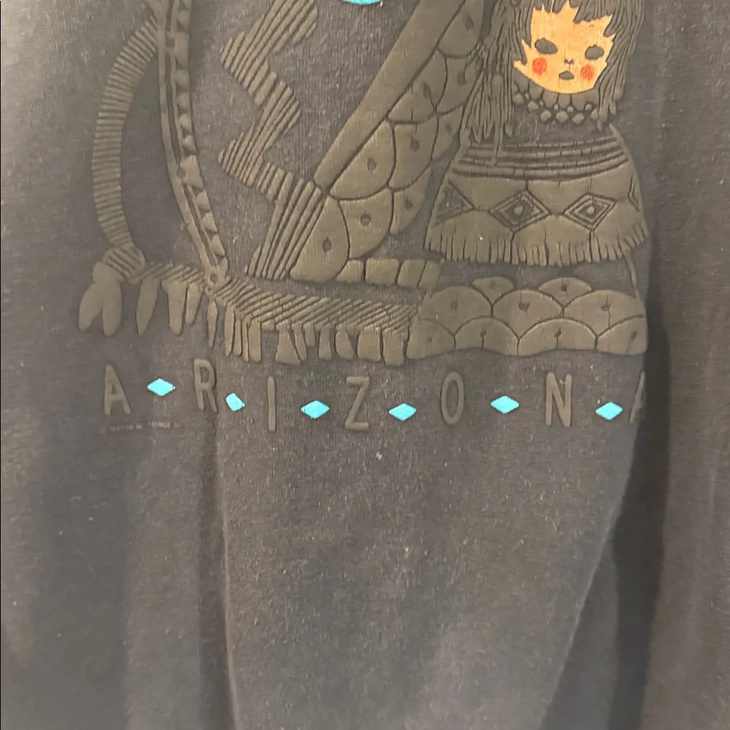VTG Tee Jays USA Made Arizona Native American Embossed Sweatshirt Black large - Image 2