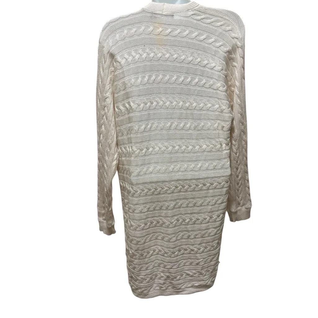 Lauren Ralph Lauren LRL Black Label Ivory Cableknit Open Cardigan Sz L/XL Cozy - Image 3