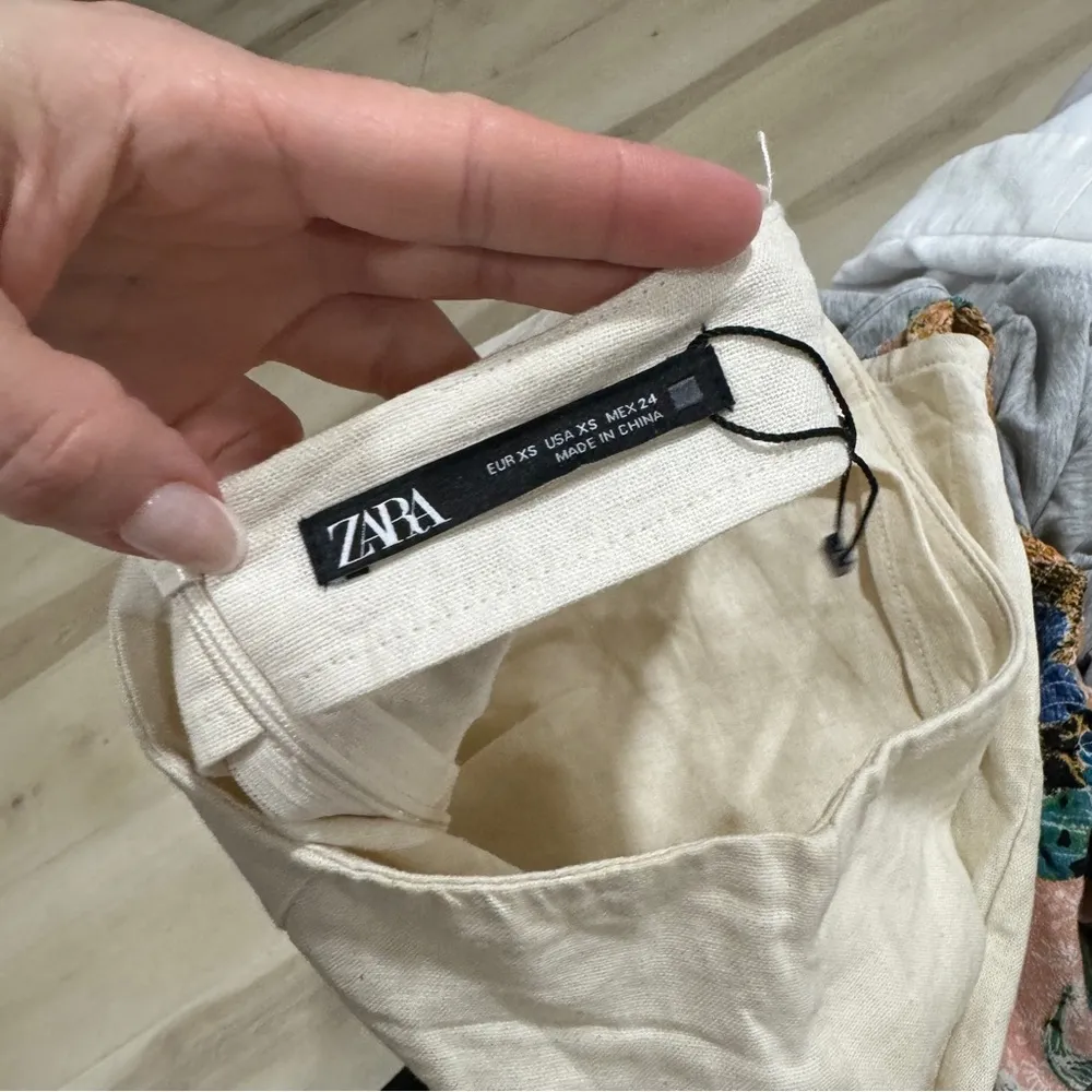 Zara Linen skirt coins embellished wrap mini beige sand tassels high waisted - Image 3