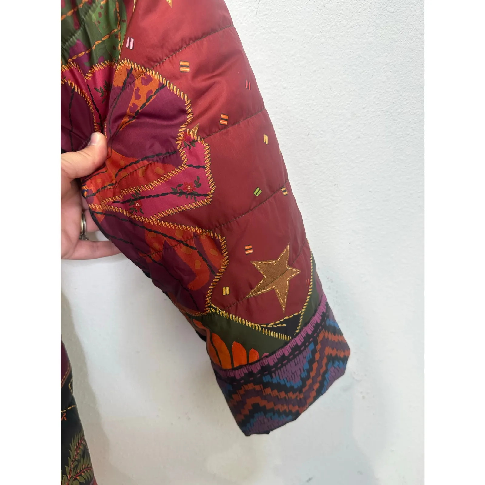 FARM RIO Wild Print Multicolor Reversible Belted Puffer Quilted Jacket size XS - Image 7